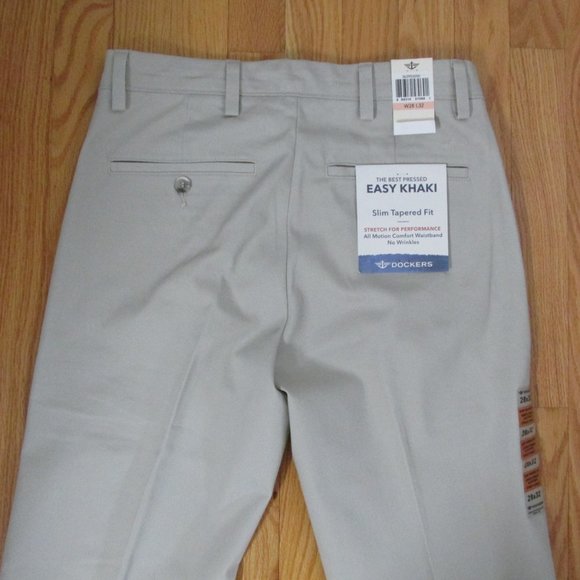 DOCKERS MENS SIZE 28 X 30 PANTS EASY KHAKI BEIGE SLIM FIT ALL MOTION COMFORT NWT - Picture 6 of 10